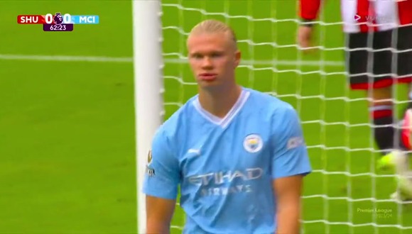 ¡Gol y perdón! Tras fallar un penal, Haaland puso el 1-0 del Manchester City vs. Sheffield (Video: ViaPlay)