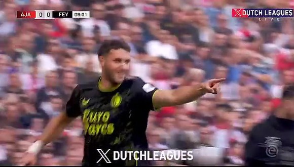 Gol de Santiago Giménez en el Ajax vs. Feyenoord por la Eredivisie (Video: @DutchLeagues).