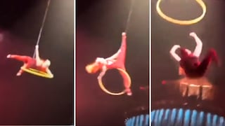 Acróbata de circo pierde cae desde cuatro metros de altura durante función