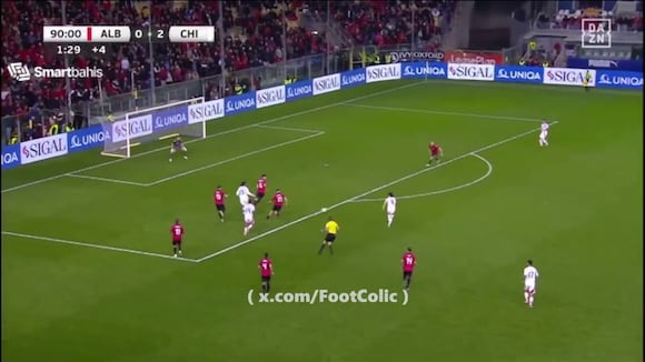 Gol de Víctor Dávila para el 3-0 del Chile vs. Albania. (Video: DAZN)