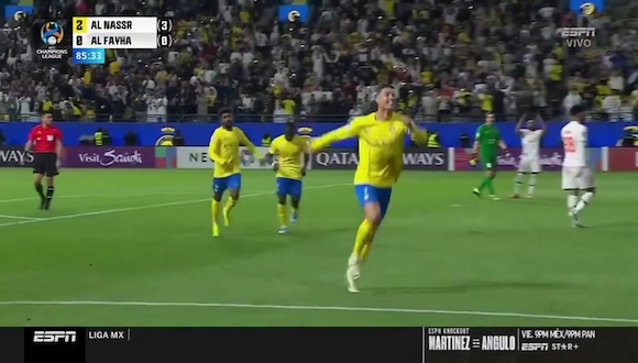 Gol de Cristiano Ronaldo para el 2-0 del Al Nassr vs. Al Feiha. (Vídeo: ESPN).
