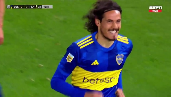 Edinson Cavani anotó el 2-0 de Boca vs. Platense. (Video: TNT Sports)