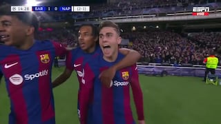 ¡Uno tras otro! Goles de Fermín López y Joao Cancelo para el 2-0 de Barcelona vs. Napoli