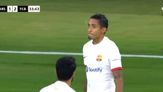 ¡Con desvío en la barrera! Gol de Raphinha para el 2-1 de Barcelona vs. Arsenal