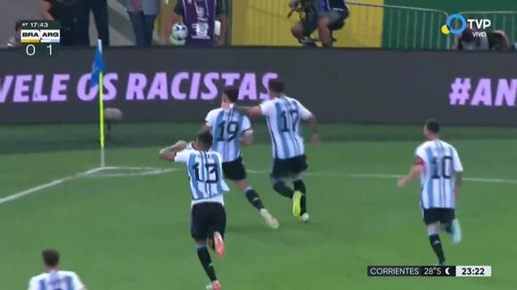 Nicolás Otamendi marca el 1-0 de Argentina vs. Brasil por las Eliminatorias 2026. (Vídeo: TVP).