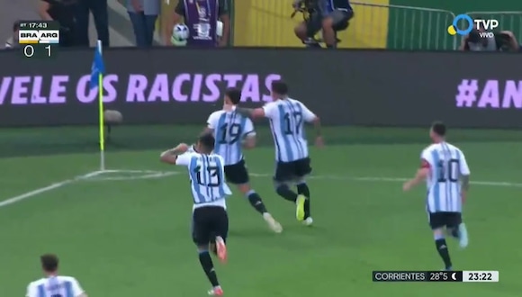 Nicolás Otamendi marca el 1-0 de Argentina vs. Brasil por las Eliminatorias 2026. (Vídeo: TVP).