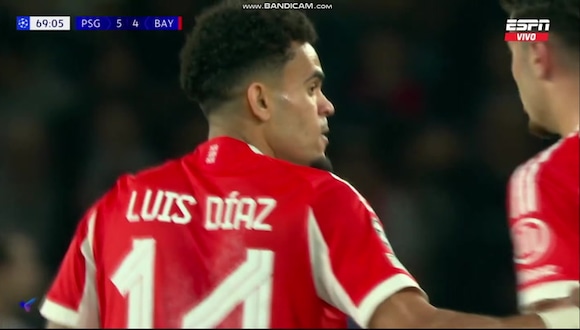 Gol de Luis Díaz para el descuento del Bayern vs. PSG. (Video: ESPN)
