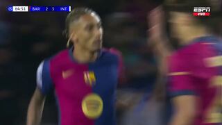 ¡Un bombazo! Gol de Raphinha para el 3-3 del Barcelona ante Inter por Champions League