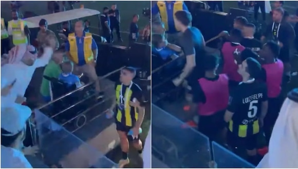 Hincha lanzó latigazos a jugador en Arabia. (Video: X)