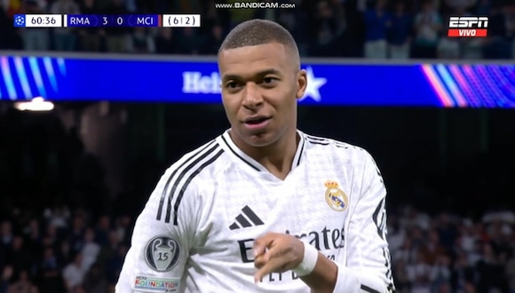 Kylian Mbappé marcó el 3-0 del Real Madrid sobre el Manchester City. (Video: ESPN)