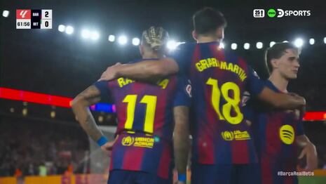 ¡No perdona una! Doblete de Raphinha para el 2-0 del Barcelona vs. Real Betis