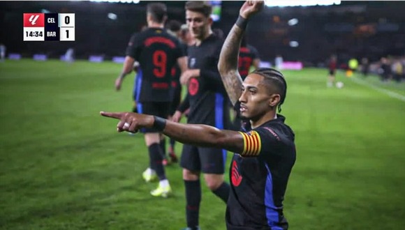 Raphinha marcó el 1-0 de Barcelona vs. Celta. (Video: @aZIIhd)