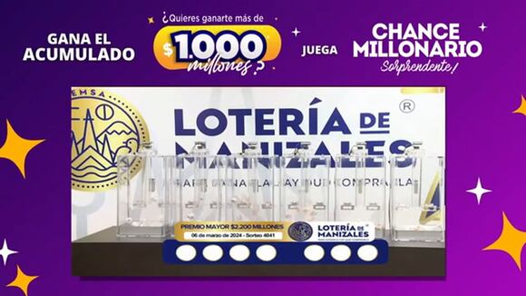 Lotería de Manizales del 6 de marzo