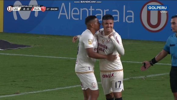 Gol de Jairo Concha para el 2-0 de Universitario vs. Sport Huancayo por la Liga 1 2025 (Video: GOLPERU).