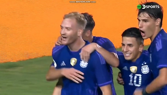 Luciano Gondou anotó el 2-0 de Argentina vs. Perú, por Preolímpico Sub-23. (Video: DSports)