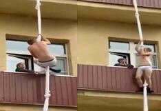 Amante es confundido con ladrón cuando escapaba colgado de una sábana por los balcones