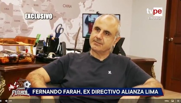 Declaraciones del exdirectivo de Alianza Lima, Fernando Farah. (Video: TV Perú)