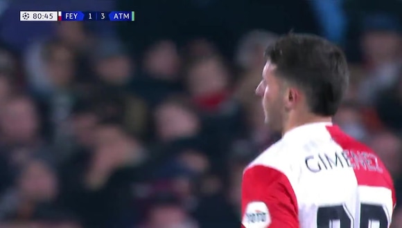 Autogol de Santiago Giménez en el Feyenoord vs. Atlético de Madrid (Video: @SC_ESPN).
