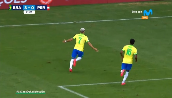 Golazo de Andreas Pereira para el 3-0 de Brasil vs Perú. (Video: Movistar Deportes)
