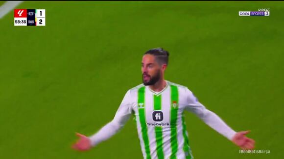 Segundo gol de Isco para el 2-2 del Barcelona vs. Real Betis por LaLiga. (Vídeo: X).