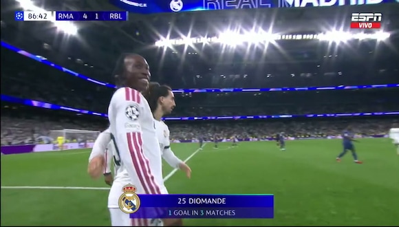 Yan Diomandé puso el 4-0 del Real Madrid vs. RB Leipzig. (Video: ESPN)