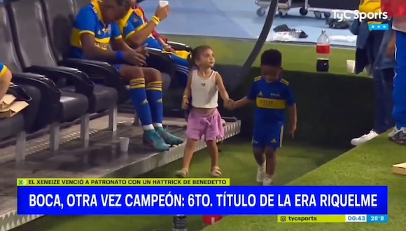 El hijo de Frank Fabra fue captado de la mano con la hija de Figal. (Video: TyC Sports)