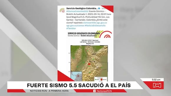 Fuerte sismo sacudió Colombia este jueves 14 de septiembr | VIDEO: RCN