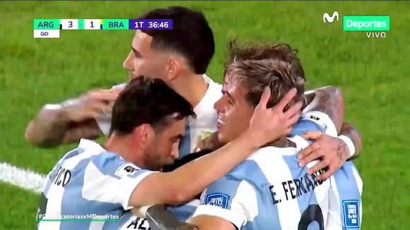 Gol de Alexis Mac Allister para el 3-1 de Argentina vs. Brasil por las Eliminatorias rumbo al Mundial 2026 (Video: Movistar Deportes).