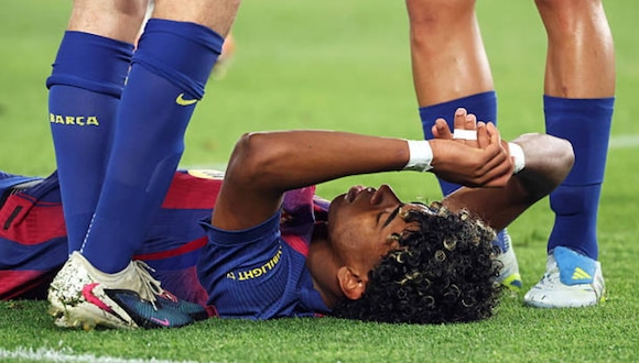Lamine Yamal salió lesionado del último partido del Barcelona. (Video: ESPN / Foto: Getty Images)