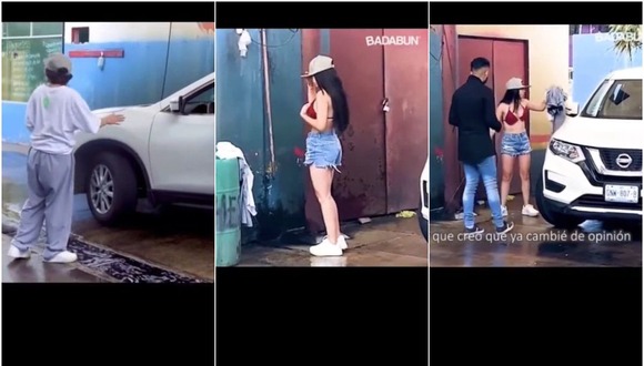 No quiso que lavara su auto, pero cuando la vio en bikini hasta cambió de propuesta. (TikTok)