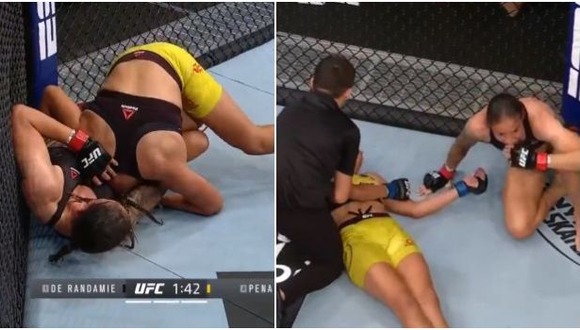 Germaine de Randamie durmió a Julianna Peña con brutal ‘guillotina’ en el UFC Fight Island 4. (ESPN)