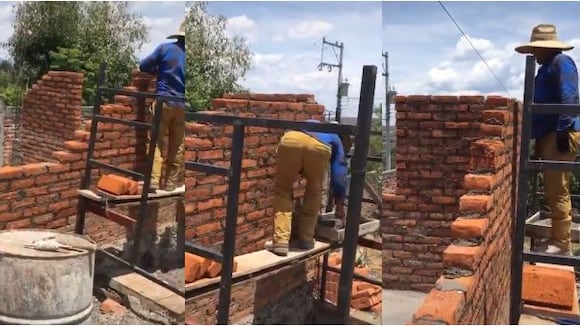 Albañiles son virales por construir habitación sin puerta y su reacción al darse cuenta. (TikTok)