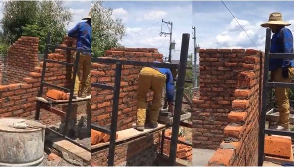 Albañiles son virales por construir habitación sin puerta y su reacción al darse cuenta. (TikTok)
