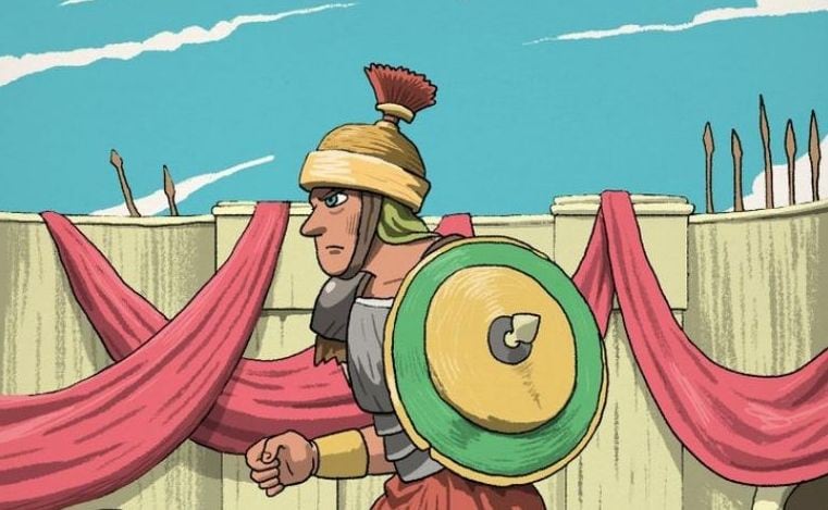 Puedes ubicar la espada oculta en la imagen del guerrero romano. (Facebook)