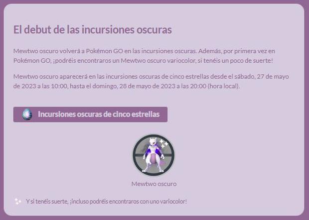 Guía para la Incursión de Mewtwo Oscuro en Pokémon GO