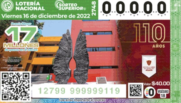 Sorteo Superior del viernes 16 de diciembre: resultados de la Lotería Nacional de México. (Foto: Lotenal)