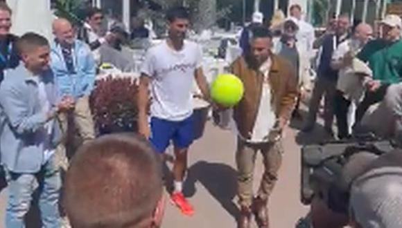 El divertido encuentro de Djokovic, Neymar y Verratti en el Masters 1000 de Montecarlo. (Captura: Twitter / @ozmo_sasa)