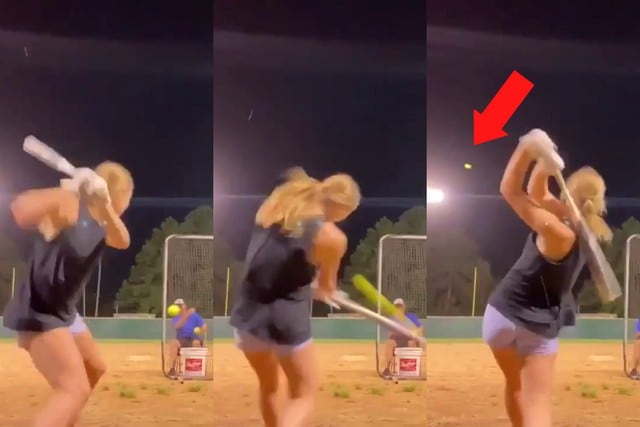 FOTO 1 DE 5 | Un video viral que muestra la práctica de bateo de una joven promesa del softball opaca a cualquiera de la MLB. | Crédito: @emmahumplik12 en Twitter. (Desliza hacia la izquierda para ver más fotos)