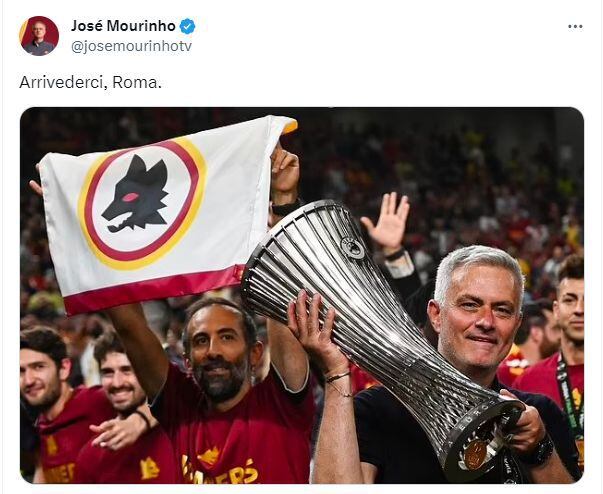El posteo de Mourinho para despedirse de AS Roma.