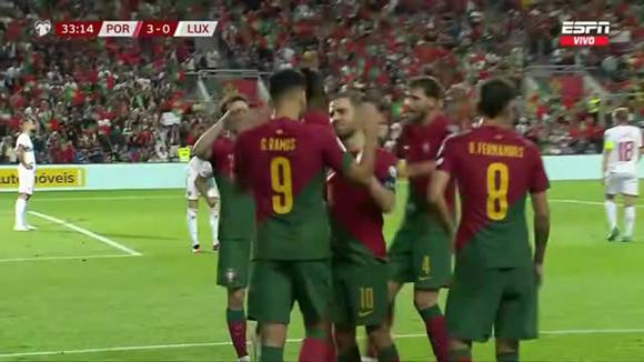 Goncalo Ramos anotó el 3-0 de Portugal vs. Luxemburgo. (Video: ESPN)