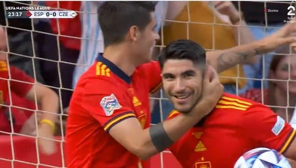 Soler anota el gol del 1-0 de España vs R. Checa por la Nations League.