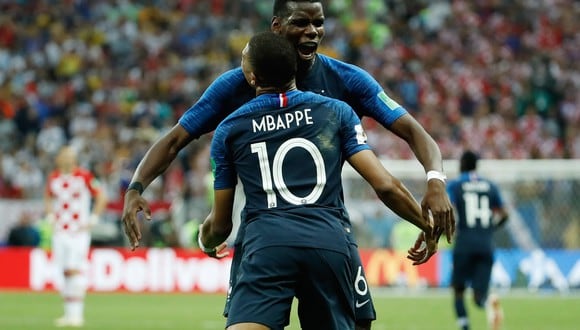 Pogba y Mbappé se coronaron campeones del mundo en Rusia 2018. (Foto: AFP)
