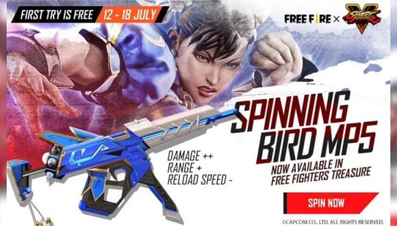 Truco de Free Fire para obtener el skin Spinning Bird MP5 y el emote KongFu