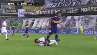 Criminal: el pisotón de Frank Fabra en el estómago de Marinho que le costó la expulsión en el Boca vs. Santos [VIDEO]