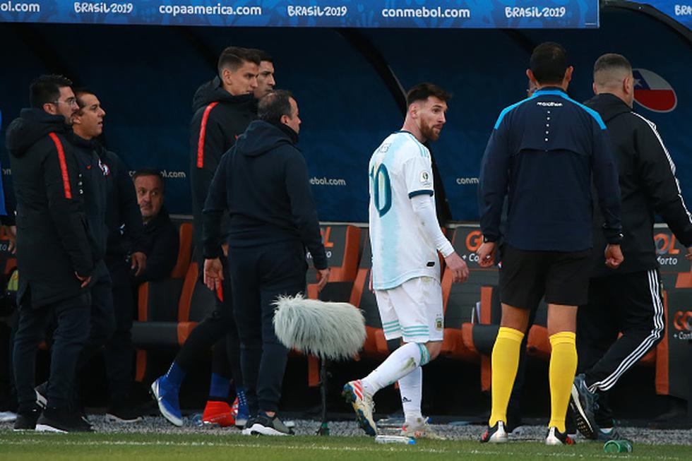 Messi expulsado ante Chile por Copa América 2019. (Getty)