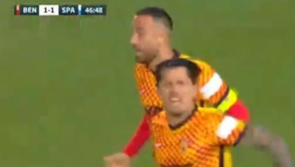 Gianluca Lapadula anotó el empate a favor de Benevento frente a SPAL. Foto: Captura de pantalla @JuanJuliFlores/Serie B.