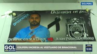 La pancarta que colocó Binacional en su camerino como homenaje a Juan Pablo Vergara