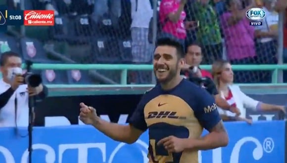 Eduardo Salvio anotó en favor de Pumas vs. León. (Foto: Captura Fox Sports)