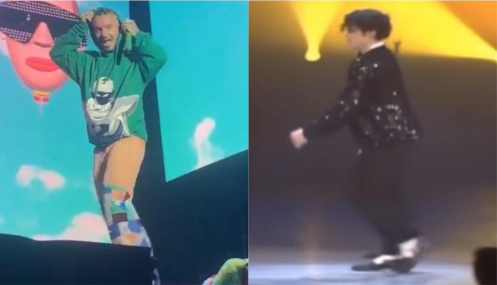 J Balvin imita el paso lunar de Michael Jackson durante concierto en México. (Foto: Captura de video)