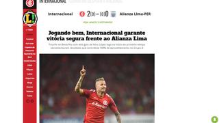 La reacción de la prensa brasileña ante la victoria de Inter frente a Alianza Lima [FOTOS]